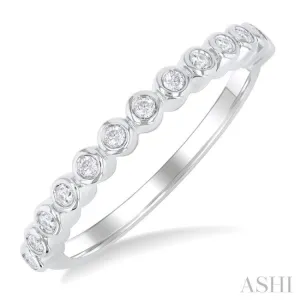 1/6 ctw Half Eternity Bezel Set Round Cut Diamond Fashion Band in 10K White Gold