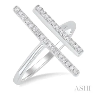 1/6 ctw Open Double Bar Round Cut Diamond Fashion Ring in 10K White Gold