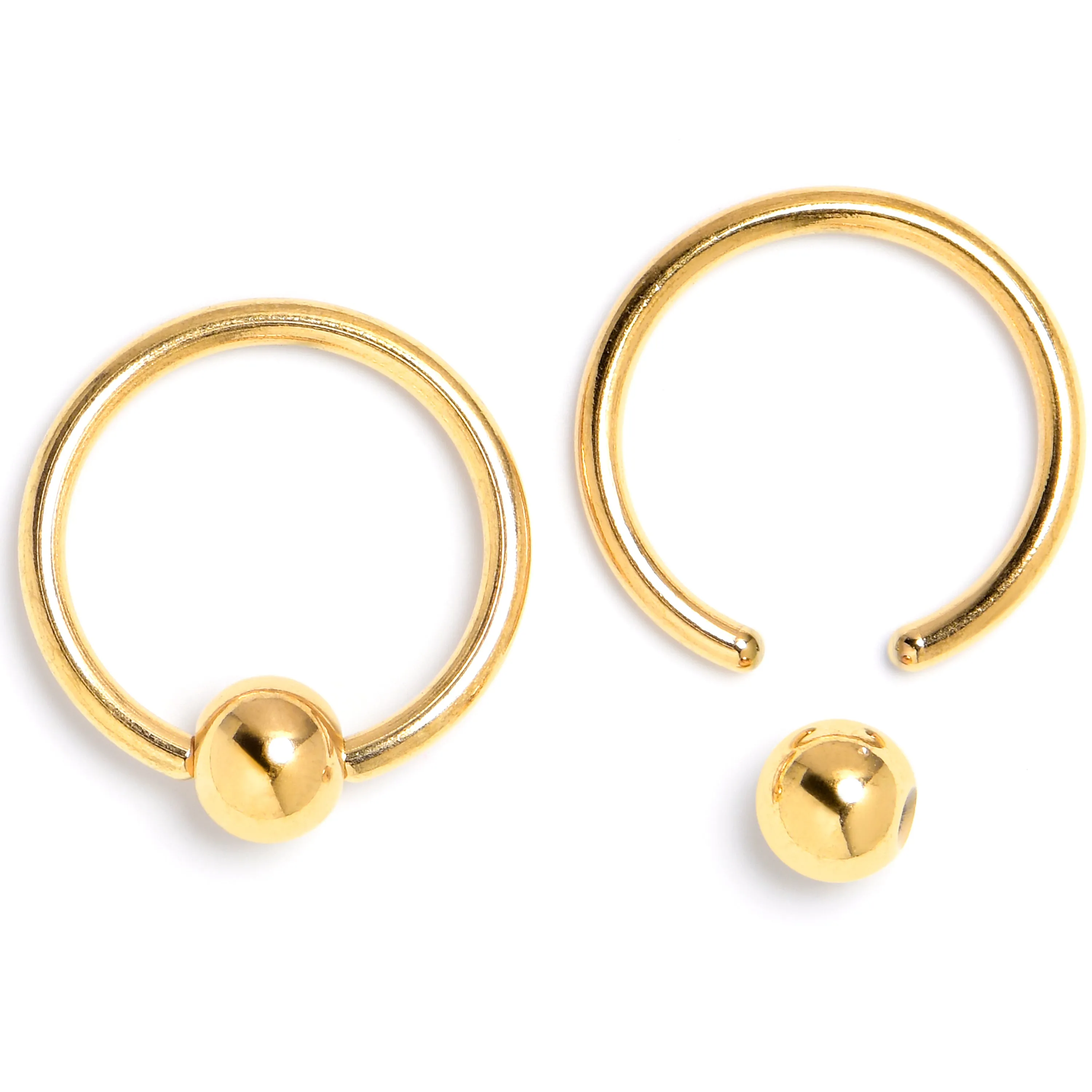 16 Gauge 3/8 Gold Tone Regal Rose BCR Captive Ring Set of 4