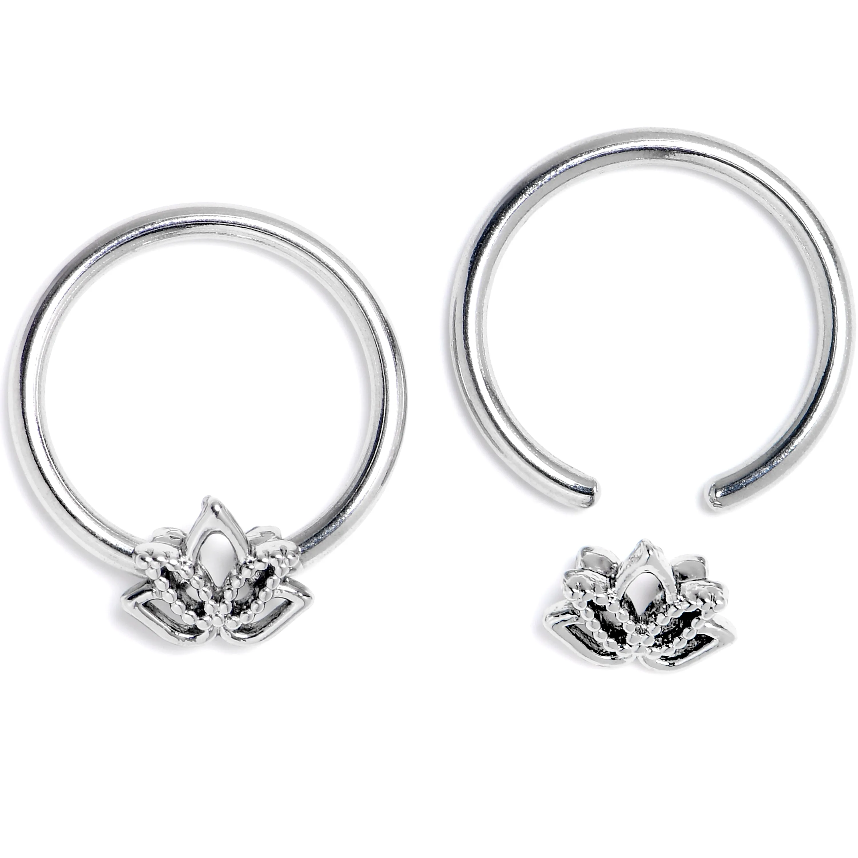 16 Gauge 3/8 Lush Lotus BCR Captive Ring Set of 4