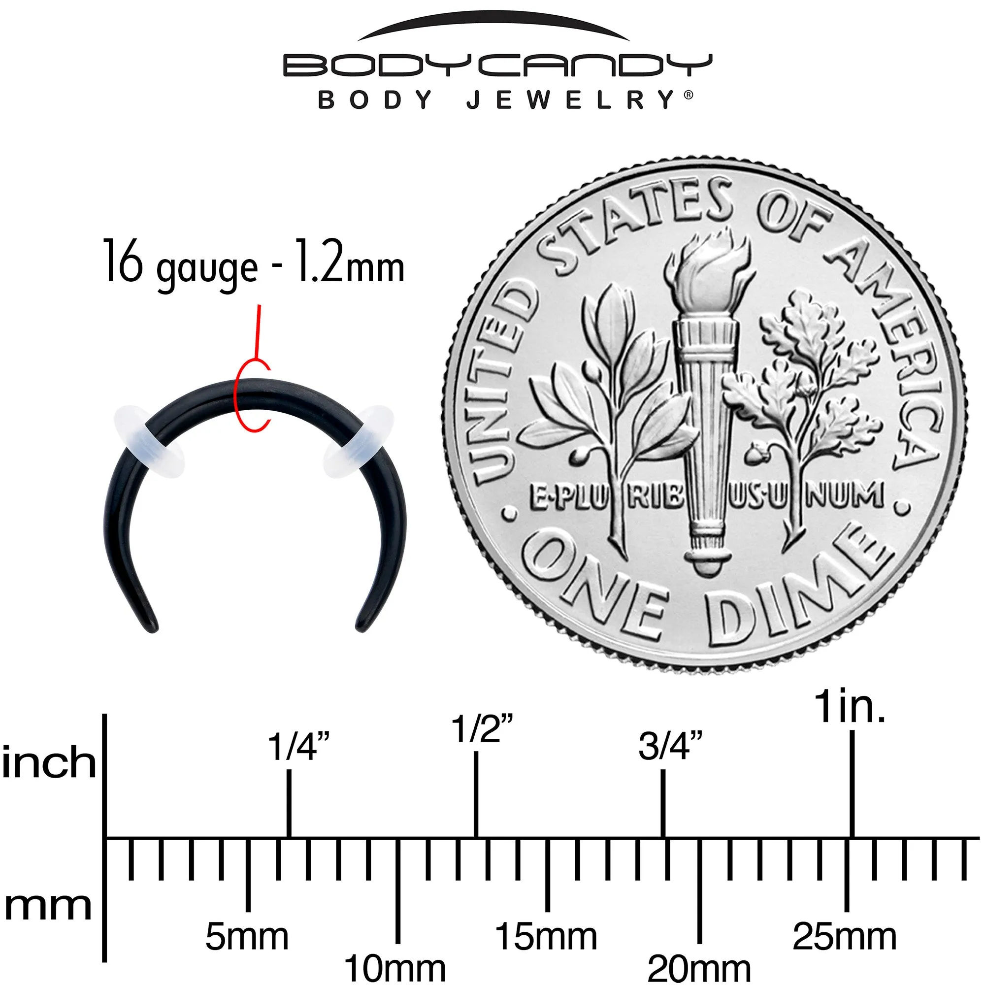 16 Gauge 5/16 Black Pincher Crescent Taper