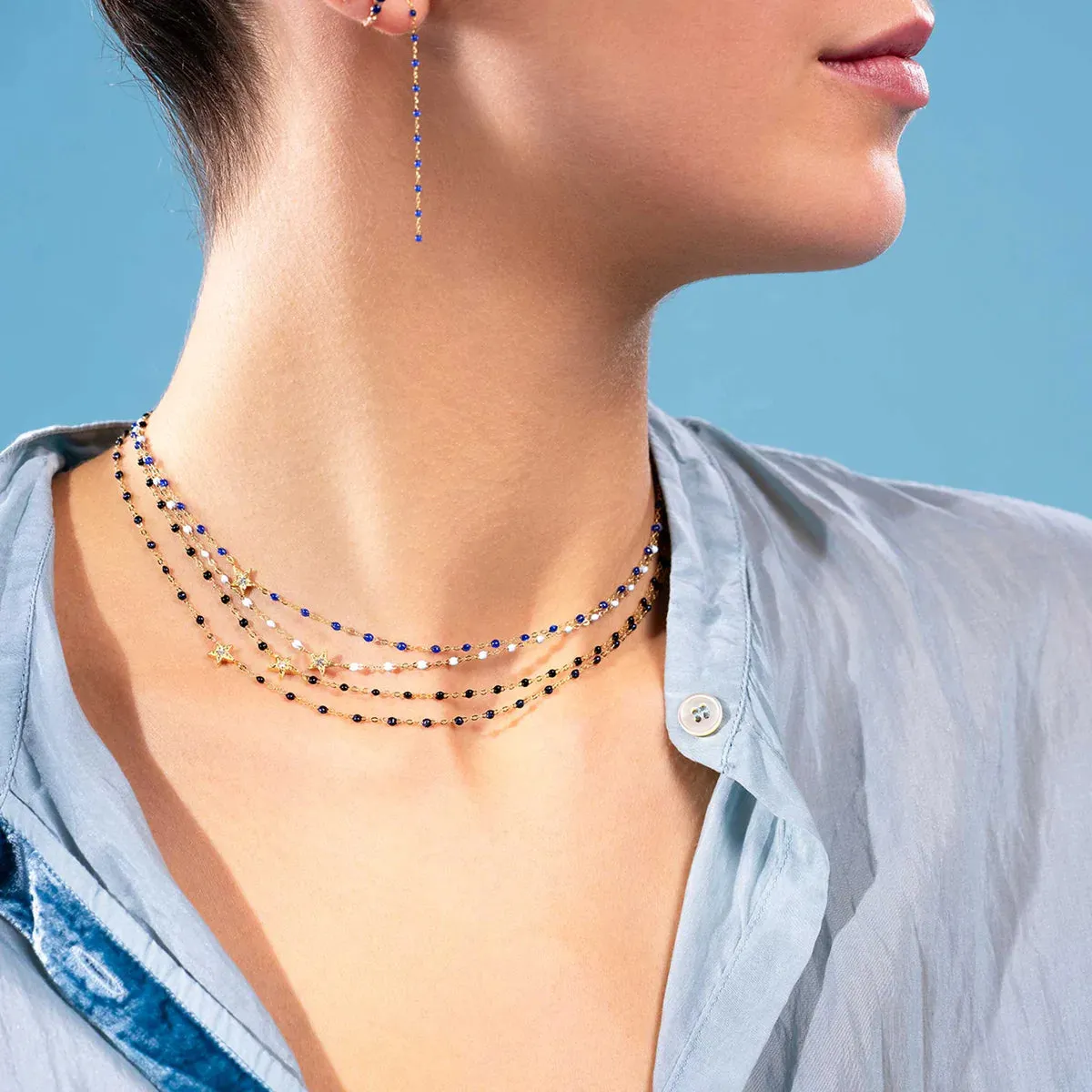 16.5" Star Classic Gigi Necklace - Baby Blue   Yellow Gold