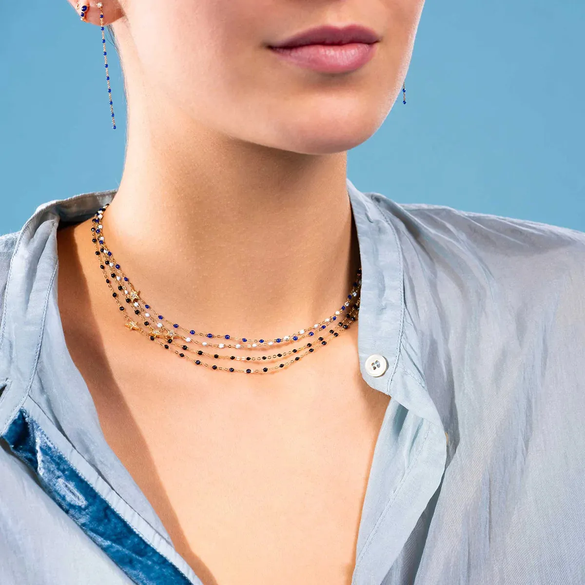 16.5" Star Classic Gigi Necklace - Baby Blue   Yellow Gold