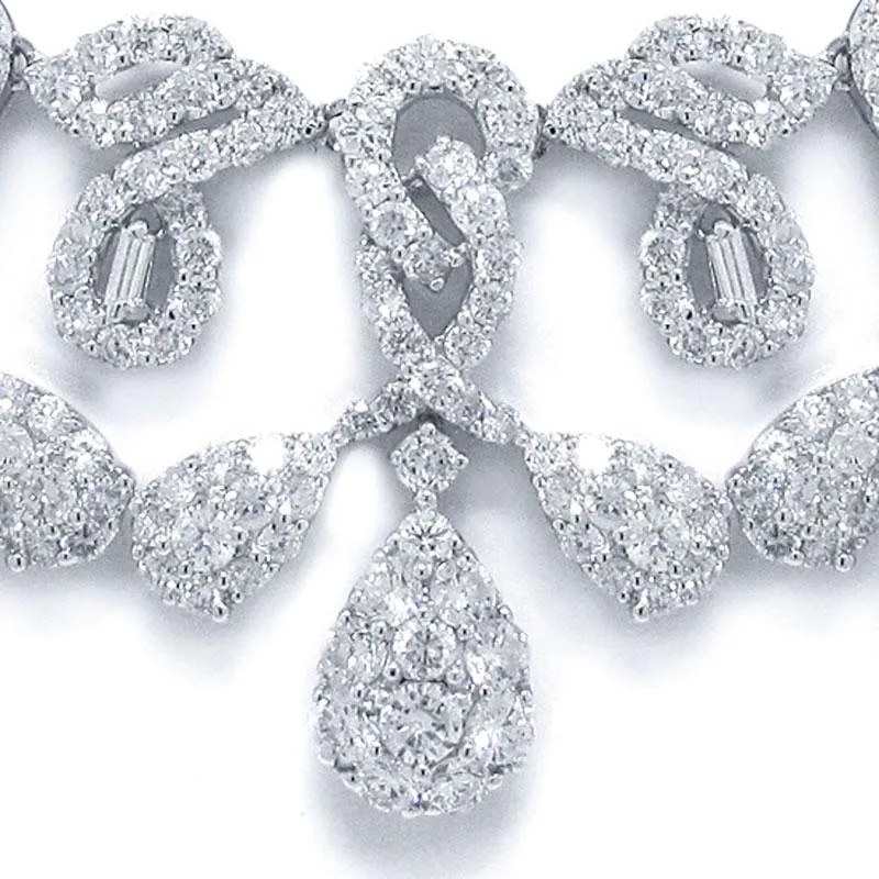 18k Classy White Gold Diamond Necklace - 18.07ct V0092