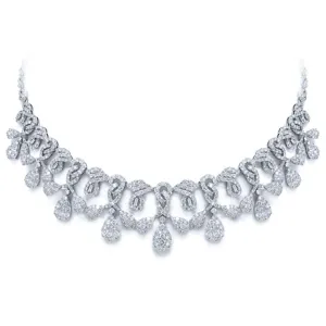 18k Classy White Gold Diamond Necklace - 18.07ct V0092