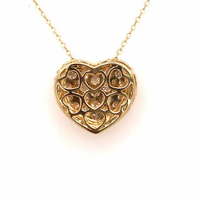 18K Diamond Heart Cluster Pendant Yellow Gold