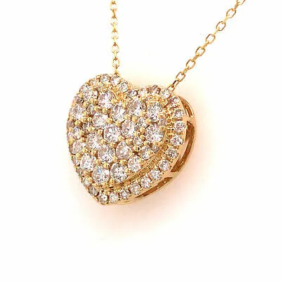 18K Diamond Heart Cluster Pendant Yellow Gold