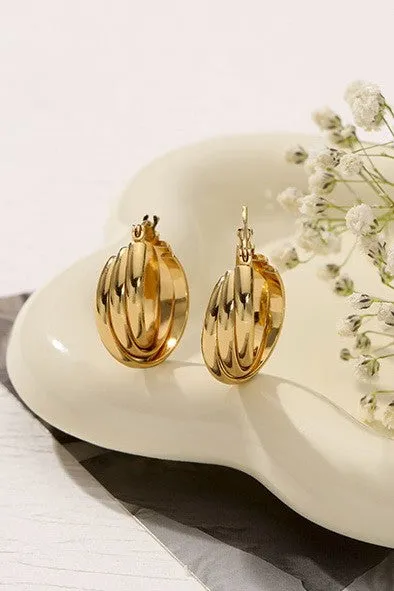 18K Stainless Triple Oval Hoops