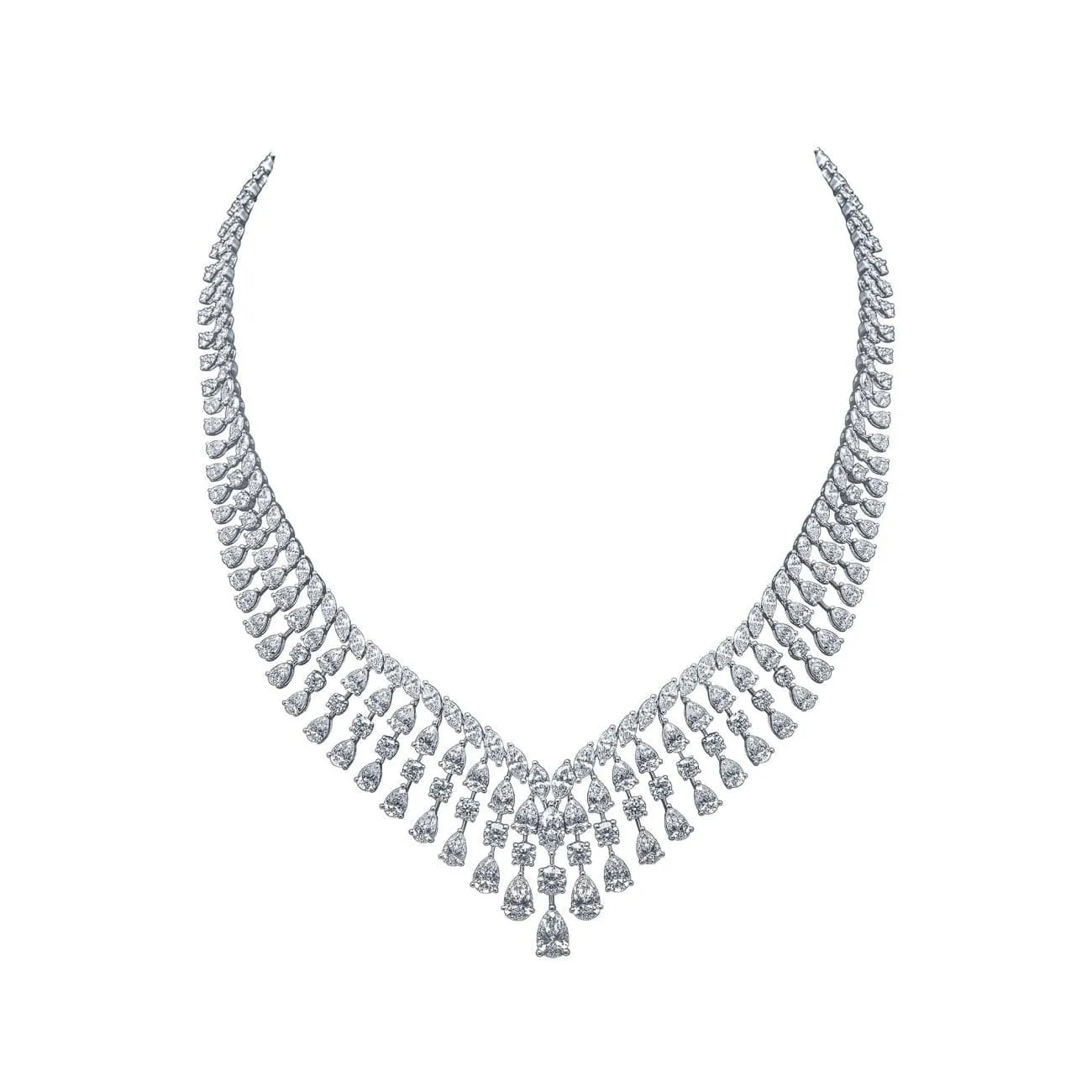 18K WG graduated diamond necklace