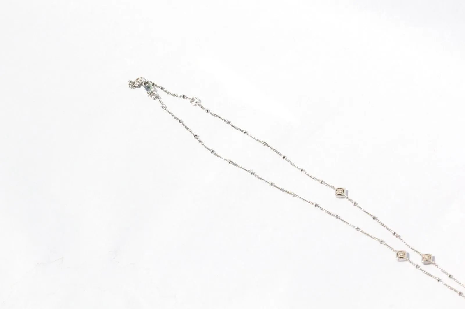 18K White Gold & Diamonds by the Yard Necklace with Diamond Pendant