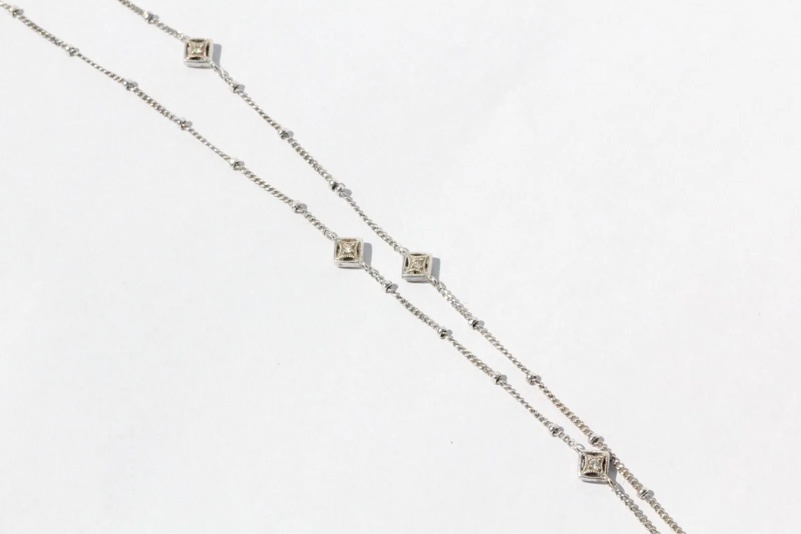 18K White Gold & Diamonds by the Yard Necklace with Diamond Pendant