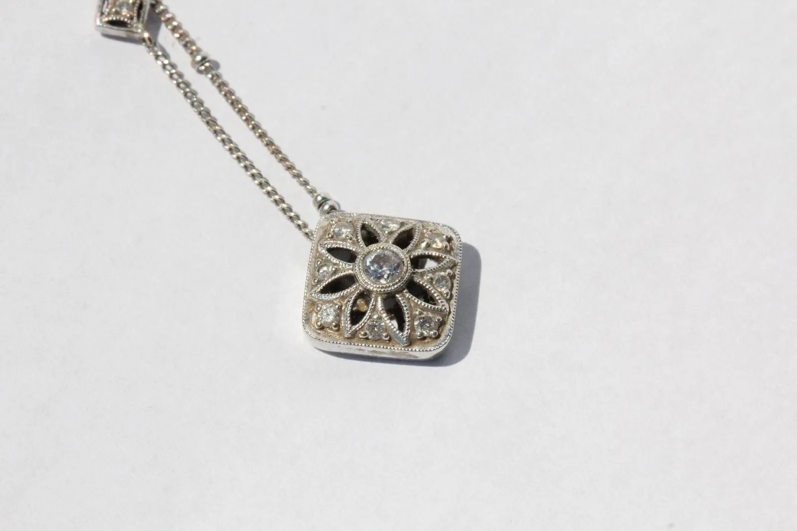18K White Gold & Diamonds by the Yard Necklace with Diamond Pendant
