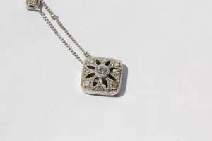 18K White Gold & Diamonds by the Yard Necklace with Diamond Pendant