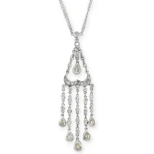 18k White Gold Chandelier Designed Diamond Pendant Necklace