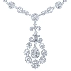 18k White Gold Diamond Necklace - 14.29ct V0088