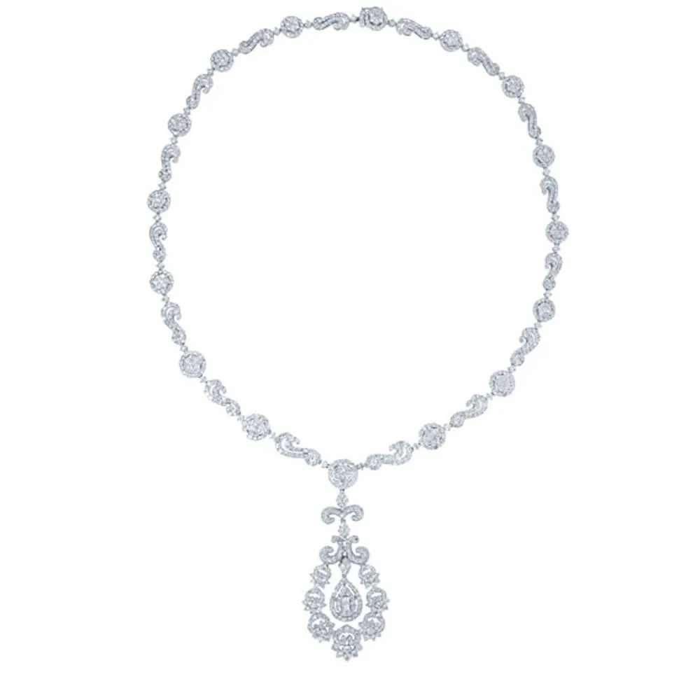 18k White Gold Diamond Necklace - 14.29ct V0088