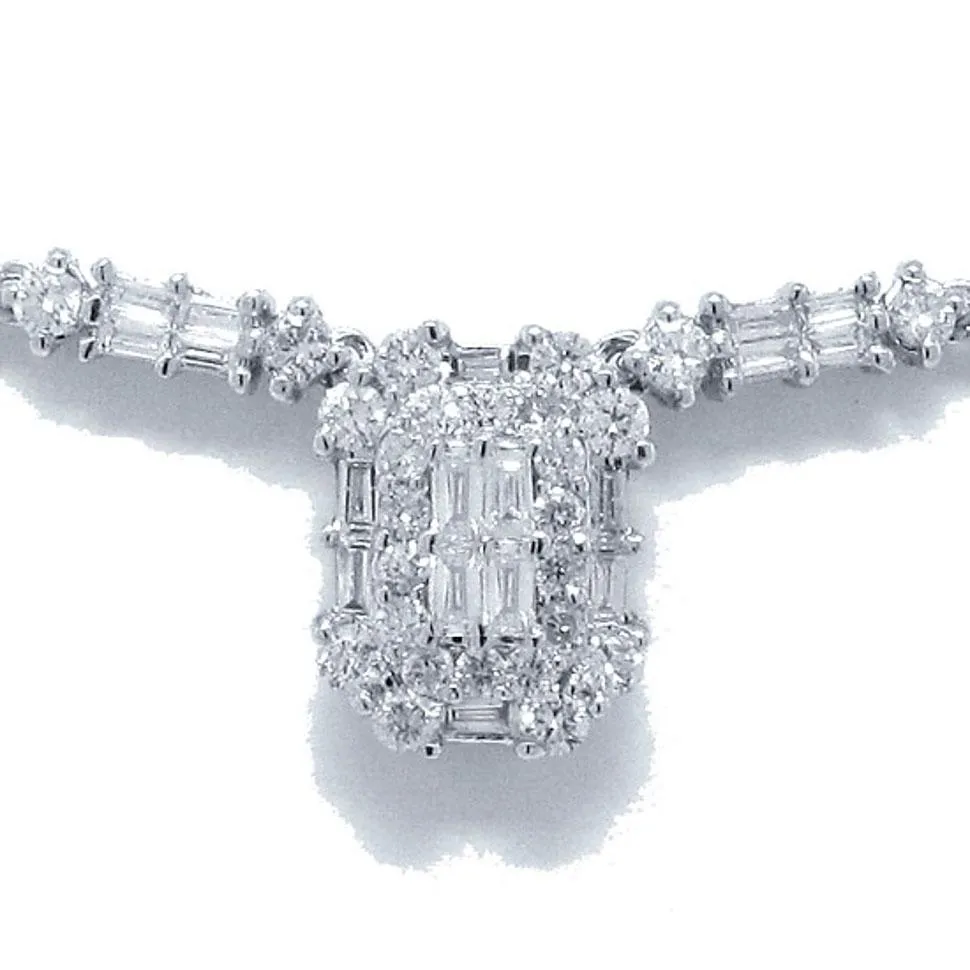18k White Gold Diamond Necklace - 5.44ct V0103