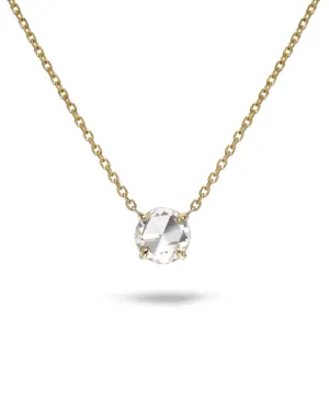 18K Yellow Gold Rose Cut Round Diamond Necklace