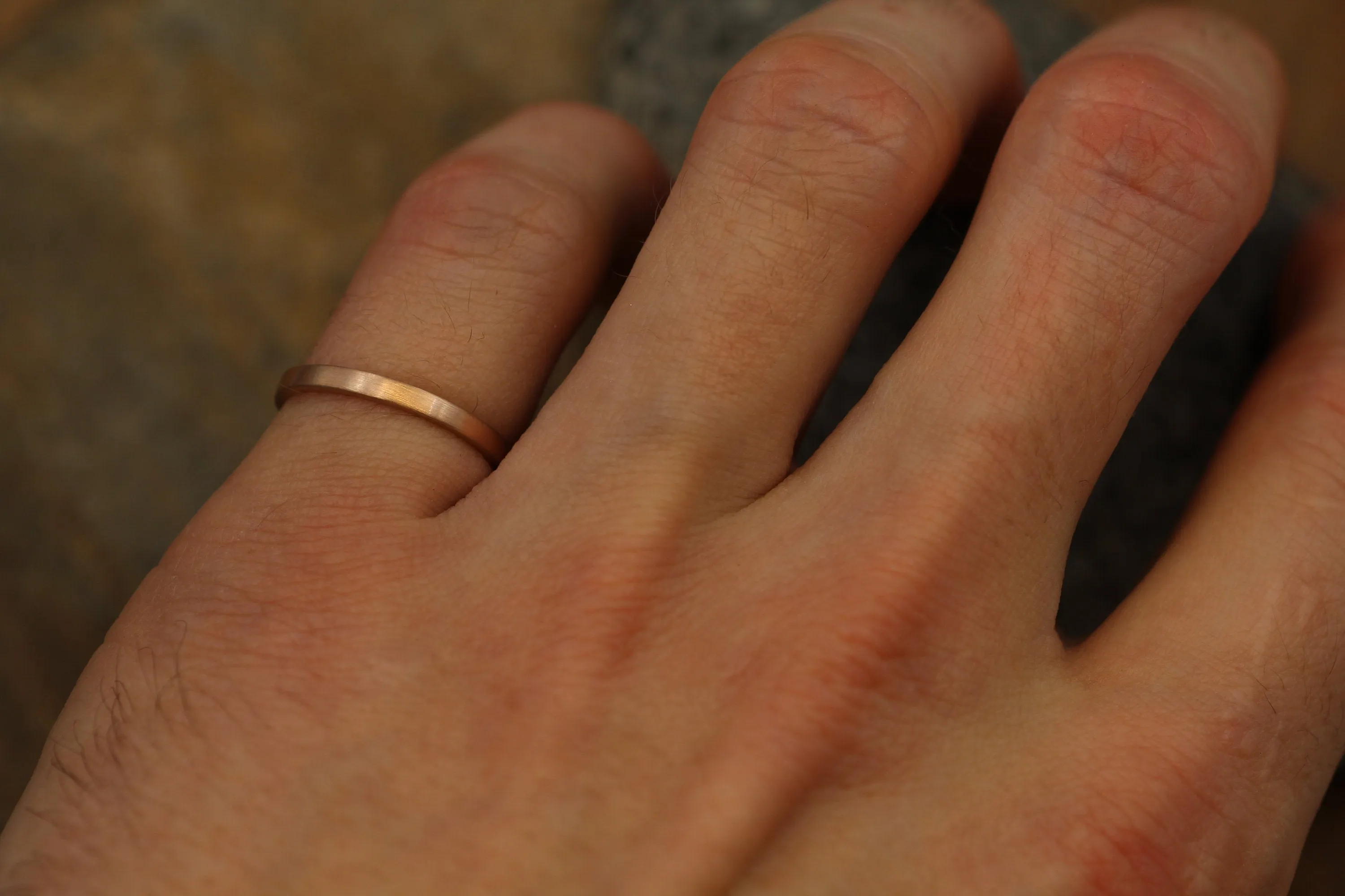 18kt Rose 2x1.2mm Flat Band - Matte Finish