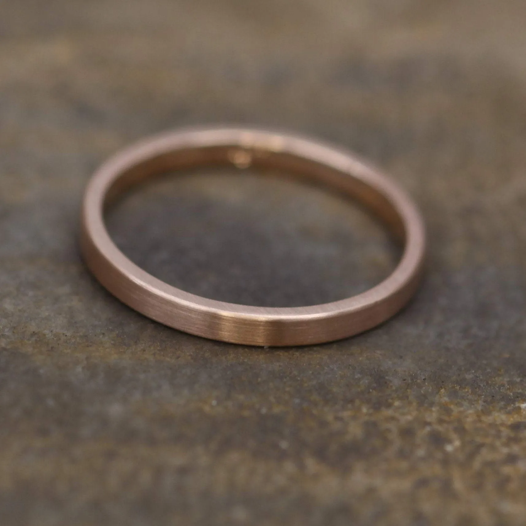 18kt Rose 2x1.2mm Flat Band - Matte Finish