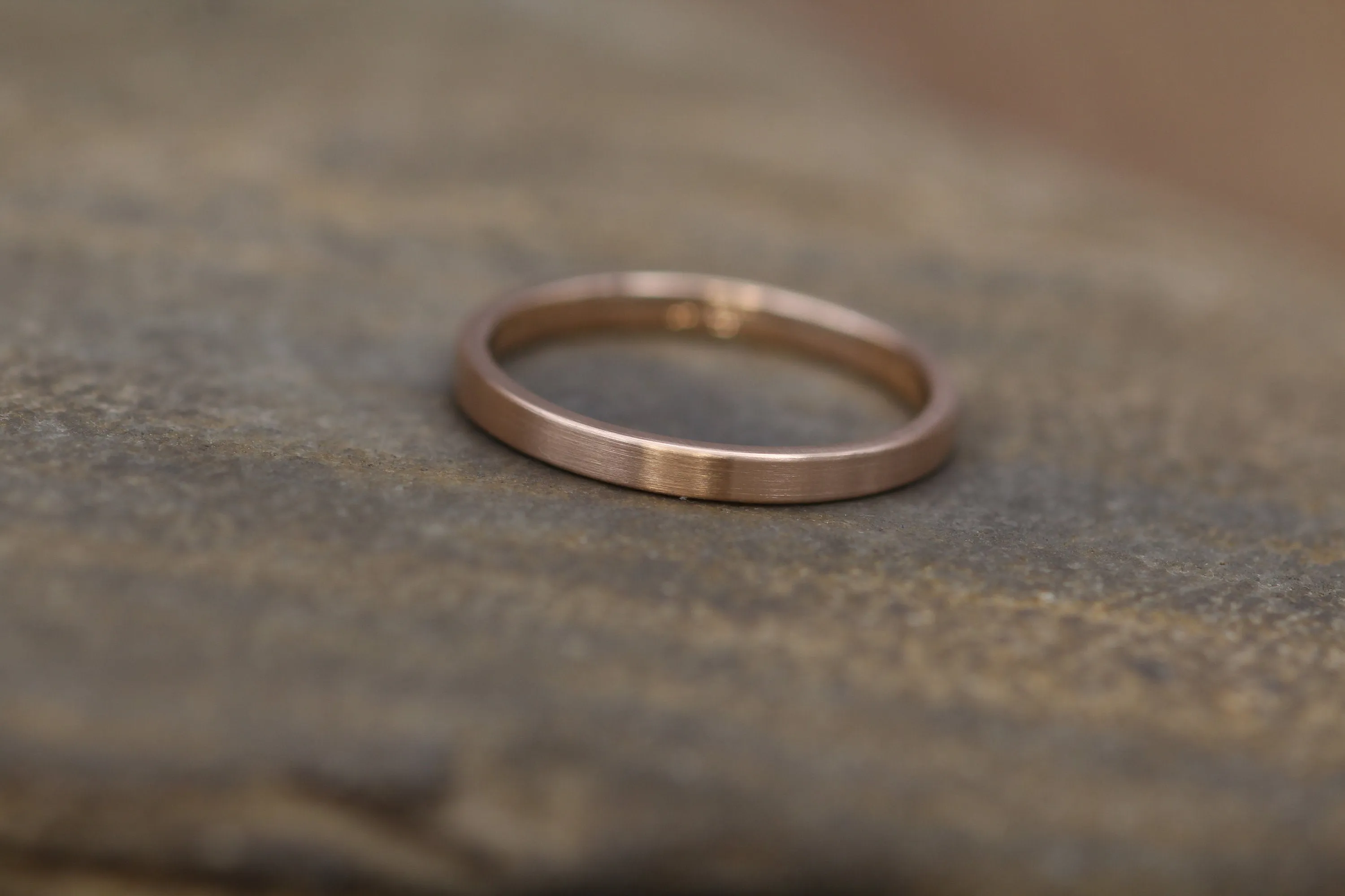 18kt Rose 2x1.2mm Flat Band - Matte Finish