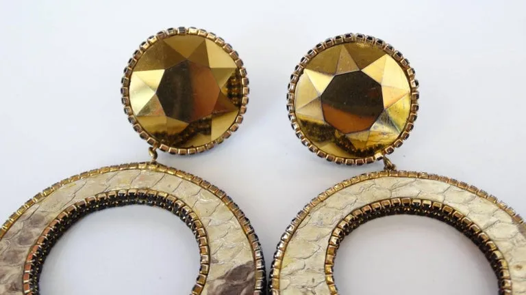 1980 Deanna Hamro Python Hoop Earrings