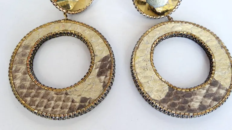 1980 Deanna Hamro Python Hoop Earrings