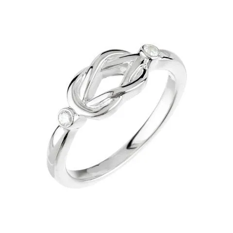 2-Stone Diamond Custom Love Knot Ring - Sterling Silver or Solid Gold