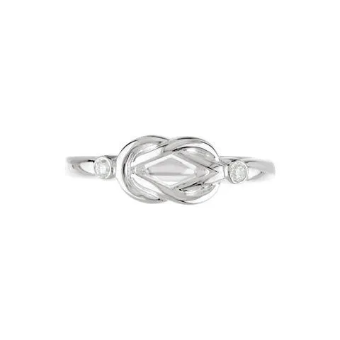 2-Stone Diamond Custom Love Knot Ring - Sterling Silver or Solid Gold