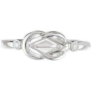 2-Stone Diamond Custom Love Knot Ring - Sterling Silver or Solid Gold