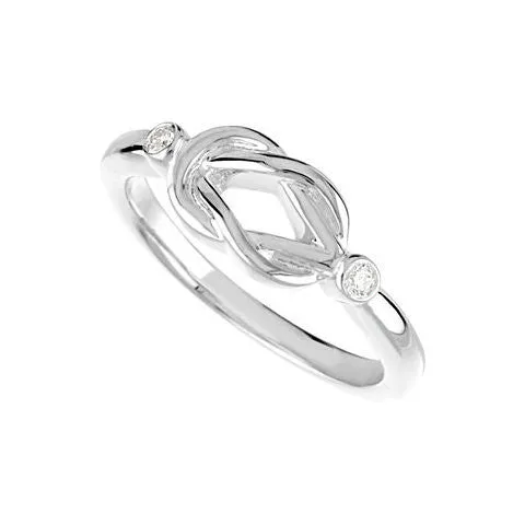 2-Stone Diamond Custom Love Knot Ring - Sterling Silver or Solid Gold