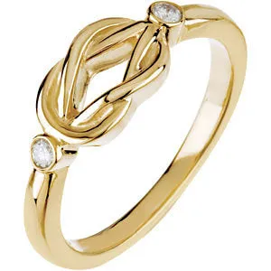 2-Stone Diamond Custom Love Knot Ring - Sterling Silver or Solid Gold