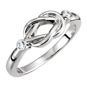 2-Stone Diamond Custom Love Knot Ring - Sterling Silver or Solid Gold