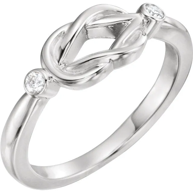 2-Stone Diamond Custom Love Knot Ring - Sterling Silver or Solid Gold