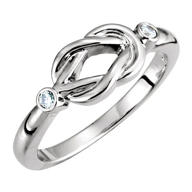 2-Stone Diamond Custom Love Knot Ring - Sterling Silver or Solid Gold