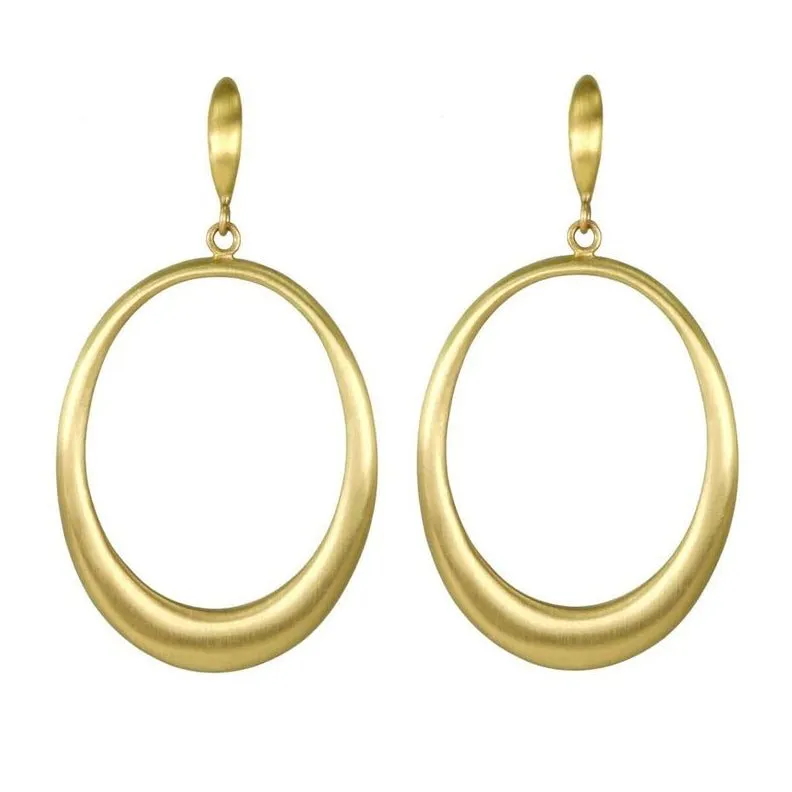 20K Gold Oval "Doorknocker" Hoop Earrings