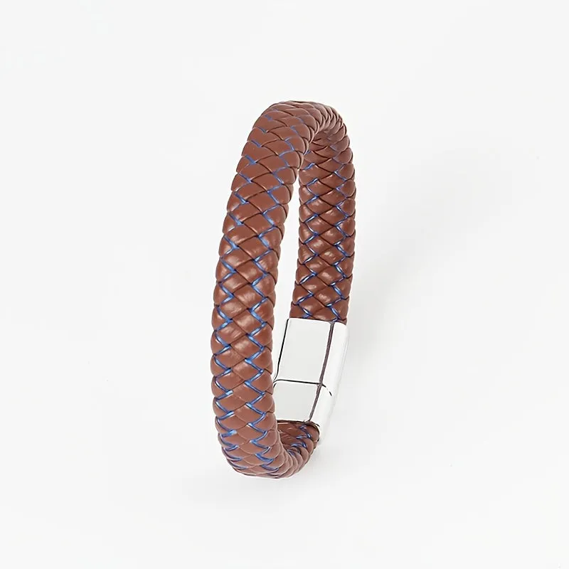 22Cm Punk Braided Leather Bracelet