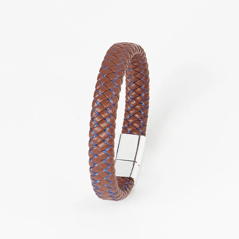 22Cm Punk Braided Leather Bracelet