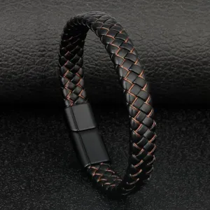 22Cm Punk Braided Leather Bracelet
