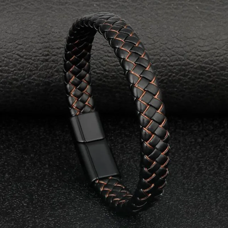 22Cm Punk Braided Leather Bracelet