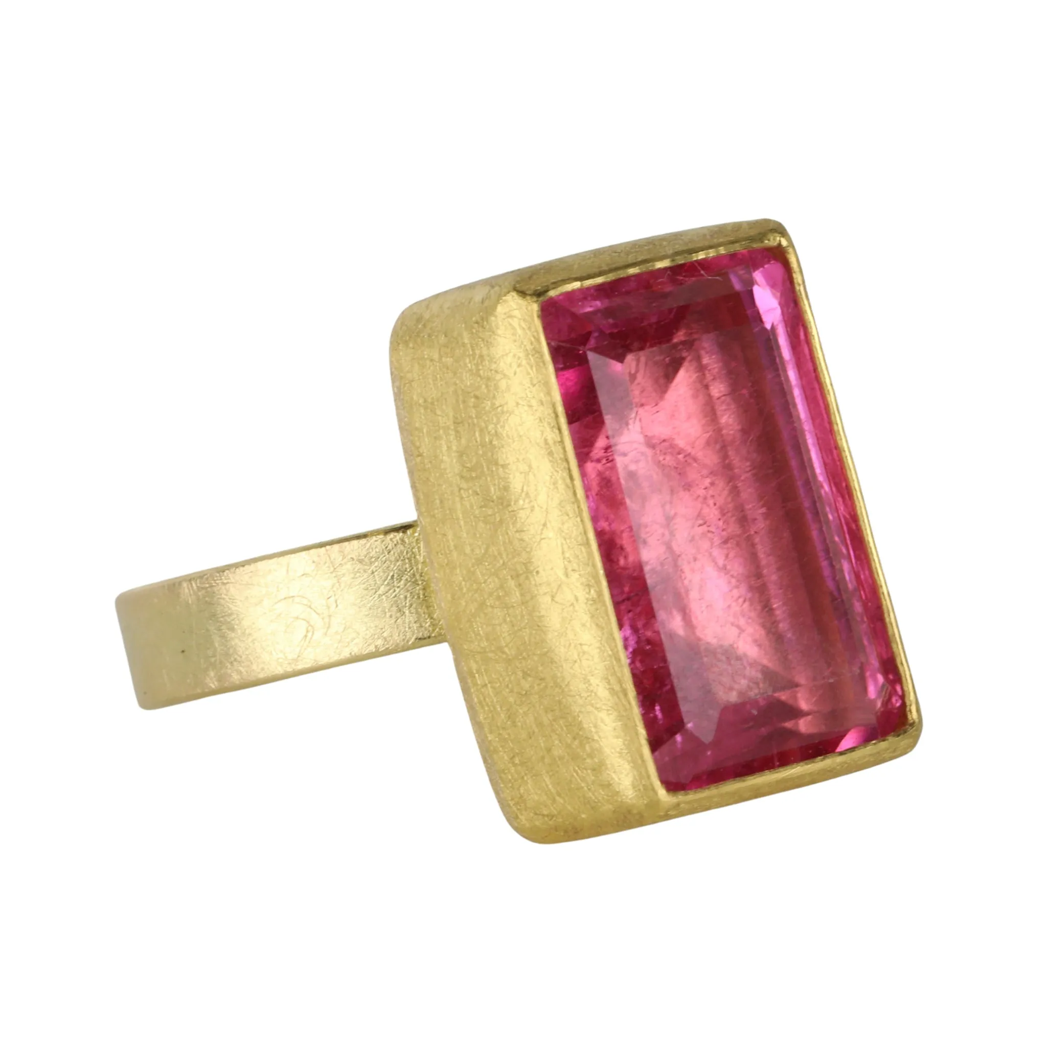 22K & 18K Gold Rectangular Pink Tourmaline Ring