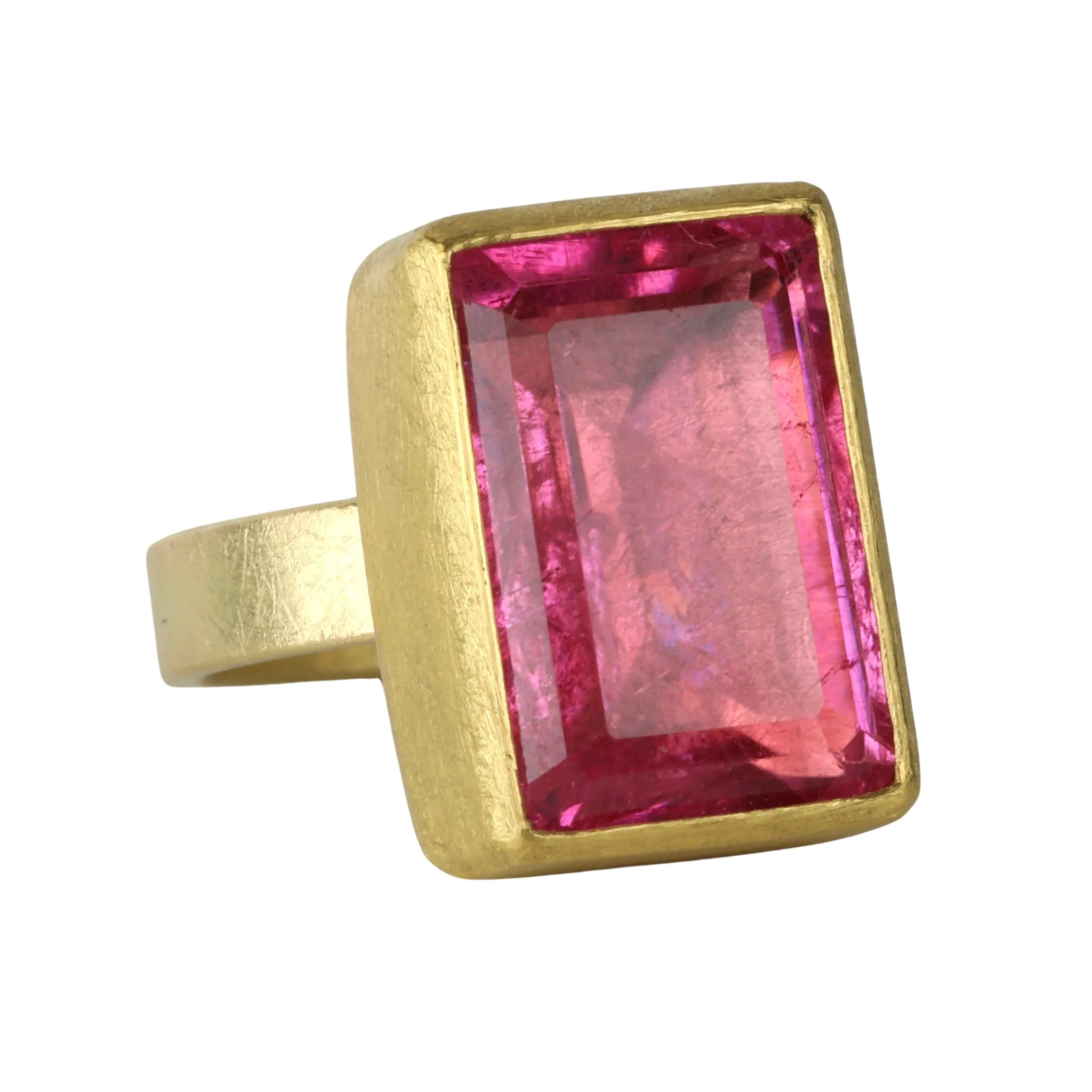22K & 18K Gold Rectangular Pink Tourmaline Ring