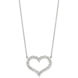 2.50 Carat Natural Diamond Heart Necklace 14K White Gold G SI 18'' chain