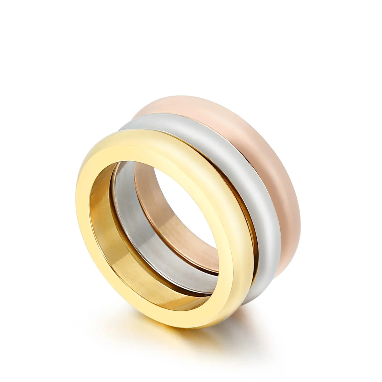 3 Pieces/Set Ring Rose Gold/Silver Color Titanium Steel Round Rings For Women Wedding Jewelry Anniversary Simple Ring Set