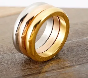 3 Pieces/Set Ring Rose Gold/Silver Color Titanium Steel Round Rings For Women Wedding Jewelry Anniversary Simple Ring Set