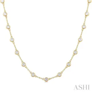3.00 ctw Bezel Set Round Cut Diamond Station Necklace in 14K Yellow Gold