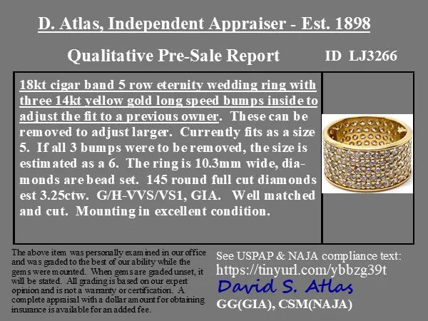 3.25ctw Pave Diamond Cigar Band