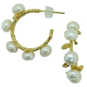 330-01-G | SMALL PEARL HOOPS ON GOLD