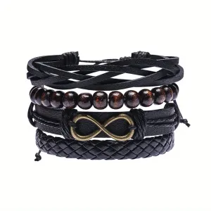 4pcs Braided Bracelet Set Men's Vintage Jewelry
