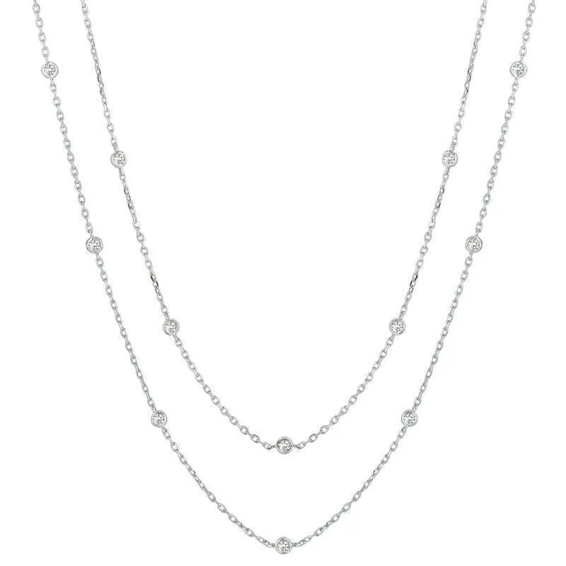 6.00 Carat Diamond by the Yard Necklace 14K White Gold 30 stations 60 inches
